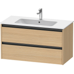 Duravit Ketho.2 Wastafelonderbouwkast - met 2 laden - 101x48x55cm - met grepen antraciet - natuur eiken mat SW772263