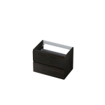 INK Wastafelonderkast - 70x45x52cm - 2 lades - greeploos - met houten keerlijst - MFC - Intens eiken SW439398