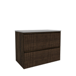 Saniclass Holz Atelier Meuble de salle de bain - 80x45x60cm - lavabo en céramique blanc - 1 vasque - sans trous de robinet - 2 tiroirs - Charcoal SW1437740