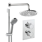 Crosswater MPRO Ensemble douche de pluie encastré - 2 poignées - pomme de douche 20 cm - douchette à main - barre de douche - bras mural - chrome SW1472538