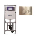 Geberit Inbouwreservoir UP320 met QeramiQ metal bedieningsplaat - dualflush - ronde knoppen - metaal goud geborsteld SW976075