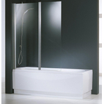 Novellini Aurora paroi de baignoire pliante 2 volets 120x150cm profil blanc et verre transparent 0988272