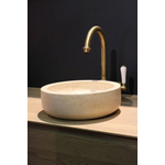 Forzalaqua Verona vasque à poser 40x40x12cm Ronde Pierre naturelle Travertin adouci FO100008