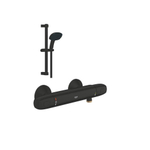 Grohe Grohtherm 1000 Douchemengkraan - thermostatisch - glijstangset - 2 straalsoorten - vierkante handdouche - matte black (mat zwart) SW1204255