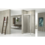 Novellini porte tournante rose g 96/102x200cm profil chrome et verre clair 0334719