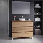 Adema Chaci PLUS Ensemble de meuble - 99.5x86x45.9cm - vasque à poser sur plan - robinets encastrables Inox - 3 tiroirs - Cannelle SW1027179
