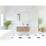HR Matrix ensemble meuble de salle de bain 3d 100cm 1 tiroir sans poignée avec bandeau couleur chêne français avec vasque djazz 1 trou robinet blanc SW857069