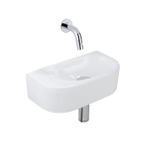 QeramiQ Fuente fonteinset – halfrond – 40x21.5x12 cm – keramiek wit glans – zonder kraangat – chromen kraan SW1233074