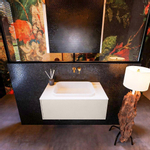 ENSEMBLE DE MEUBLE DE SALLE DE BAIN MONDIAZ ERIN - 80cm - Lin - 1 tiroir - lavabo centré - 0 trous de robinet - Talc SW696453