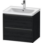 Duravit Ketho 2 wastafelonderbouwkast met 2 laden 63.4x45.5x54.9cm met grepen antraciet eiken zwart mat SW771828