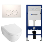 Villeroy & Boch Subway 2.0 Set WC suspendu avec abattant luxe, réservoir UP100 et bouton Delta 25 Blanc SW8424