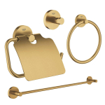 Grohe Essentials Accessoireset 4-delig - handdoekring - handdoekhouder - handdoekhaak - toiletrolhouder met klep - brushed cool sunrise (goud) SW529122