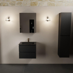 Mondiaz AIVY Ensemble de meuble - 60x45x50cm - 1 trou de robinet - 1 vasque Urban Solid surface - Centre - 2 tiroirs - avec miroir - MDF Urban SW892434