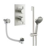 Crosswater MPRO Ensemble de douchette - 2 poignées - vidage de baignoire - douchette à main - barre de douche - acier inoxydable brossé SW1472637