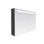 BRAUER Double Face Spiegelkast - 100x70x15cm - verlichting - geintegreerd - 2 links- rechtsdraaiende spiegeldeur - MFC - black wood SW8541