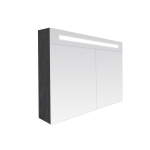 BRAUER Double Face Spiegelkast - 80x70x15cm - verlichting - geintegreerd - 2 links- rechtsdraaiende spiegeldeur - MFC - black wood SW8542