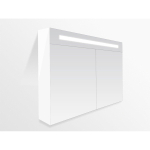 Saniclass Double Face Spiegelkast - 120x70x15cm - verlichting - geintegreerd - 2 links- rechtsdraaiende spiegeldeur - MDF - hoogglans wit SW2182