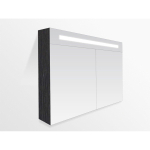 Saniclass 2.0 Armoire toilette 80x70x15cm avec 2 porte et éclairage LED Black Wood SW6567