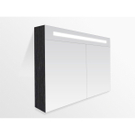 Saniclass 2.0 Spiegelkast - 100x70x15cm - verlichting geintegreerd - 2 links- en rechtsdraaiende spiegeldeuren - MFC - black wood SW6568