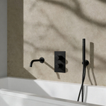 Fortifura Calvi Badkraan set - uitloop - 22cm inkortbaar - metalen slang - staafhanddouche - inbouwdeel - wandhouder - mat zwart SW1242589