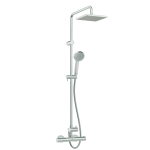 Hansa Hansaunita Ensemble de douche avec robinet de douche thermostatique et raccords avec douche de tête carrée et douchette 3 jets chrome 0396197