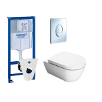 Grohe Réservoir encastrable avec cuvette QeramiQ Salina avec abattant softclose et plaque de commande chrome SW10180