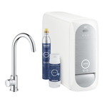 GROHE Blue Home Keukenkraan - C-uitloop - 1-gats - filterfunctie - plat licht en bruisend water - chroom SW228371