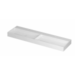 INK United wastafel - 160x45x11cm porselein dubbel met 2 kraangaten incl. porseleinen click plug en verborgen overloop systeem - glans wit SW955995