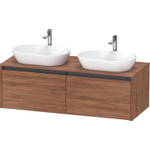Duravit ketho meuble sous 2 lavabos avec plaque console et 2 tiroirs pour double lavabo 140x55x45.9cm avec poignées noyer anthracite mate SW773076