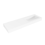 Mondiaz ZINK Talc Lavabo suspendu - 150cm - lavabo à droite - bord 12cm - Solid Surface Talc SW424871