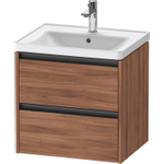 Duravit Ketho.2 Wastafelonderbouwkast - met 2 laden - 58.4x45.5x54.9cm - met grepen antraciet - noten mat SW771930