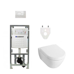 Villeroy & Boch Subway 2.0 DirectFlush Pack WC avec abattant de luxe softclose Saniclass, bâti-support Geberit et plaque de commande blanc SW791669