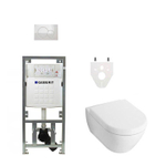 Villeroy et Boch Subway 2.0 Set de toilette softclose et sans bride avec réservoir Geberit et plaque de commande blanc SW17685