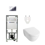 Villeroy & Boch Subway 2.0 DirectFlush Ceramic+ ensemble WC en céramique avec réservoir Geberit et plaque de commande chrome SW17598