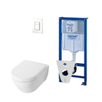 Villeroy & Boch Subway 2.0 DirectFlush Pack WC avec abattant de luxe softclose Saniclass, bâti-support Grohe et plaque de commande blanc SW791676