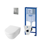 Villeroy & Boch Subway 2.0 Pack WC sans bride avec abattant softclose, réservoir Grohe et plaque de commande chrome mat SW17694