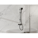 Fortifura Calvi Mitigeur baignoire - avec barre curseur - douchette ronde - flexible lisse - Noir mat SW997396