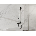 FortiFura Calvi Mitigeur baignoire - avec barre curseur - douchette ronde - flexible lisse - Noir mat SW997396