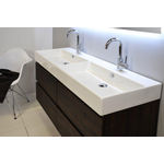 INK Unlimited lavabo - 140x45x11cm - 2 lavabos - 2 trous de robinet - porcelaine blanche brillante SB0202121