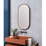 H&R Badmeubelen Ghost miroir – ovale – 40 x 80 cm – LED indirecte tout autour – chauffage de miroir – Noir mat SW997235