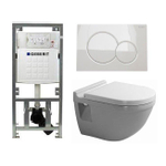 Duravit Philippe Starck 3 Set Pack WC à fond plat avec réservoir encastrable et plaque de commande Blanc SW18096