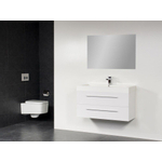 BRAUER Florence Meuble salle de bain avec miroir 100x48.5cm 1 trou pour robinetterie Blanc brillant sw6478