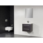 BRAUER XXS Meuble avec miroir 60x38cm polybéton 1 trou pour robinetterie Black Wood SW18156