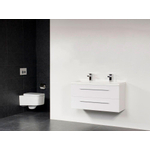 BRAUER XXS meuble 100cm Blanc polybéton 2 trous pour robinetterie SW18169