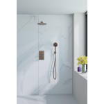 Fortifura Calvi Inbouw Regendoucheset - thermostatisch - wandarm - 25cm hoofddouche - ronde handdouche - gladde doucheslang - Geborsteld koper PVD (Koper) SW1233152