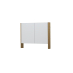 INK SPK3 Armoire de toilette - 90x14x74cm - 2 portes - miroir double face - étagère ouverte - interrupteur et prise - placage MDF Naturel SW440265