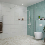 Fortifura Galeria Douche à l'italienne - 160x200cm - verre clair - Blanc mat SW876721