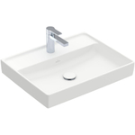 Villeroy & Boch Collaro wastafel - 60x47cm - zonder overloop - 1 kraangat CeramicPlus - Stone White (mat wit) SW358312