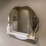 Mondiaz SPOT Badkamerspiegel - rond 70cm - spiegelplanchet - kleur Linen SW1235672