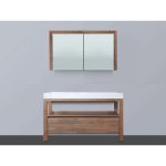 BRAUER Natural Wood Meuble avec armoire miroir 120cm Grey Oak avec vasque Blanche sans trou pour robinetterie SW8040